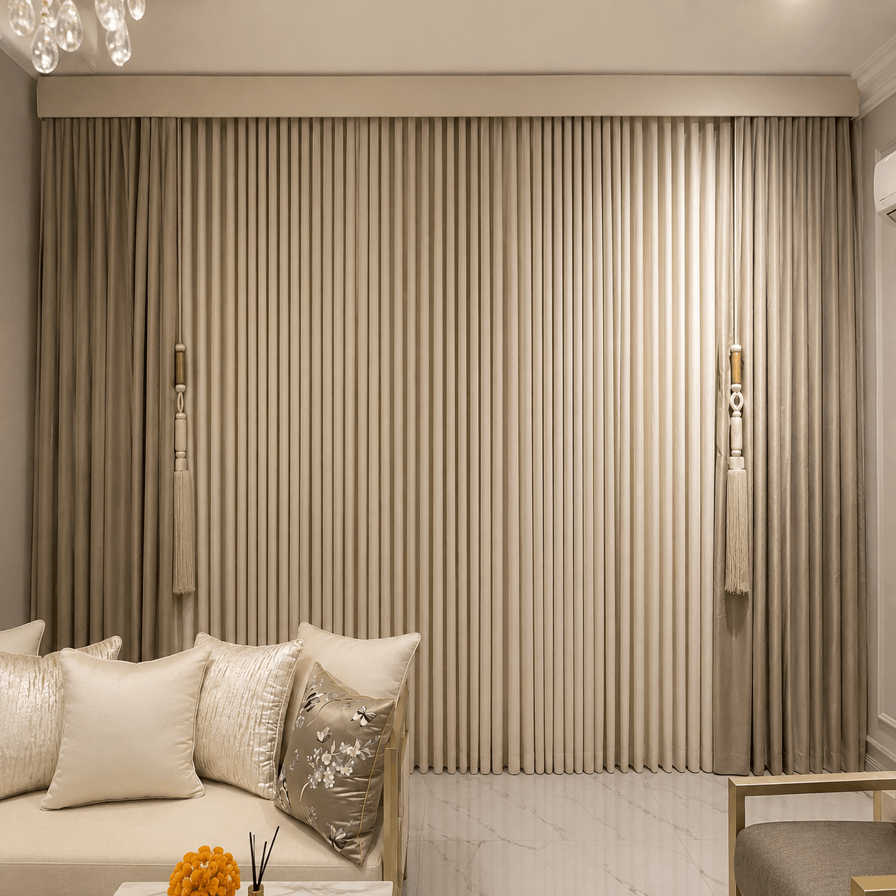 luxury curtains (4) Elegant living room with soft lighting - Image 1